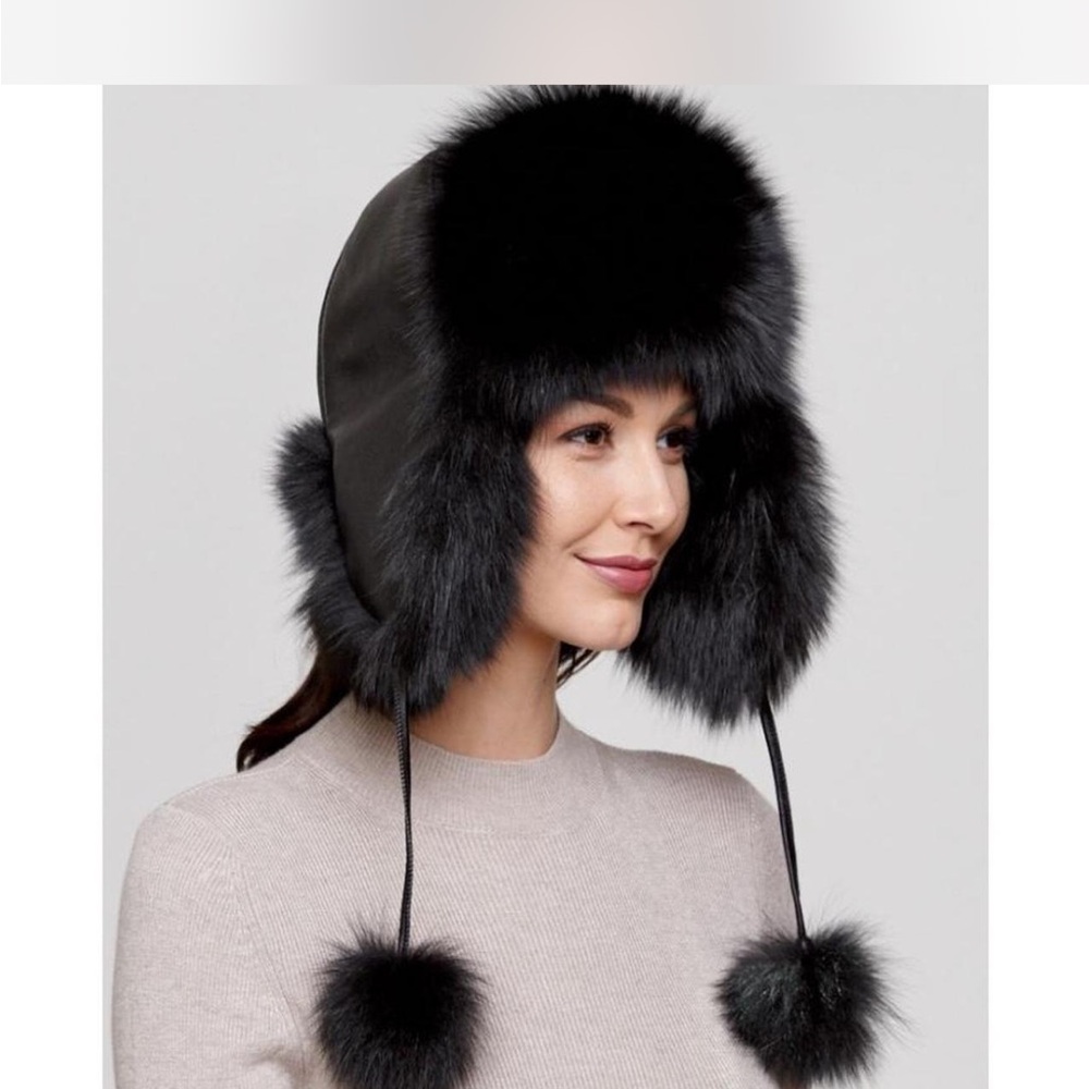 Black Rabbit Fur Russian Style Hat - Picture 1 of 6